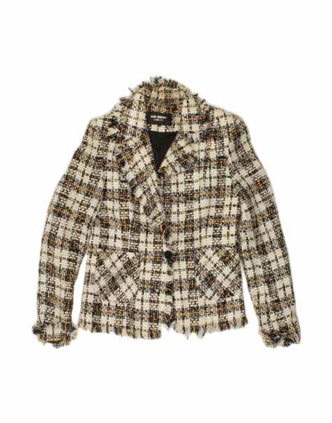 Vintage 1 Button Blazer Jacket UK 12 Medium In White Check - view 1