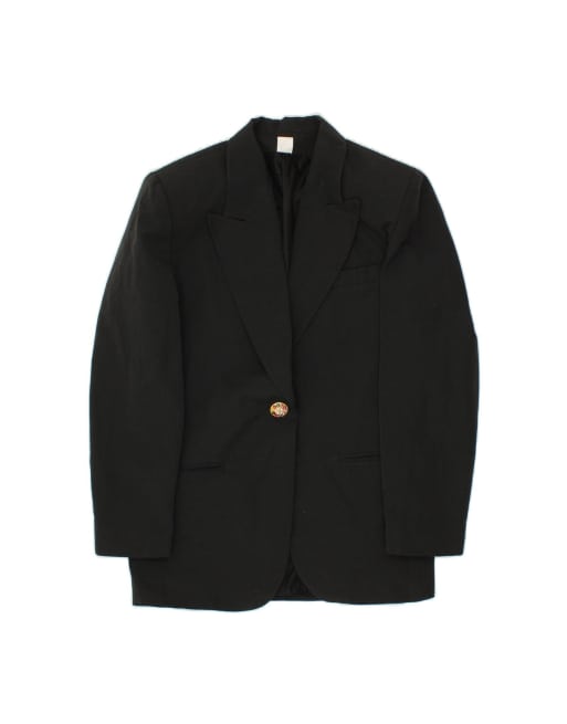 Vintage 1 Button Blazer Jacket UK 14 Large In Black