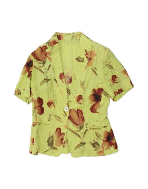 Vintage 1 Button Blazer Jacket UK 14 Large In Green Floral