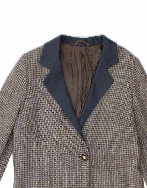 Vintage 1 Button Blazer Jacket UK 14 Medium In Grey Houndstooth, 3 of 4