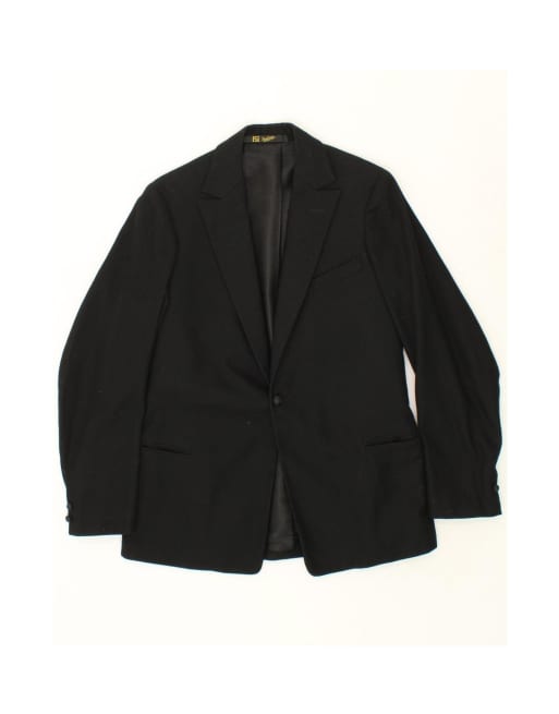 Vintage 1 Button Blazer Jacket UK 36 Small In Black