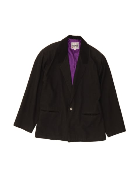 Vintage 1 Button Blazer Jacket UK 38 Medium In Black Wool - view 1