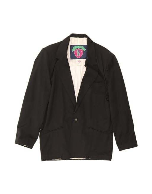 Vintage 1 Button Blazer Jacket UK 38 Medium In Black