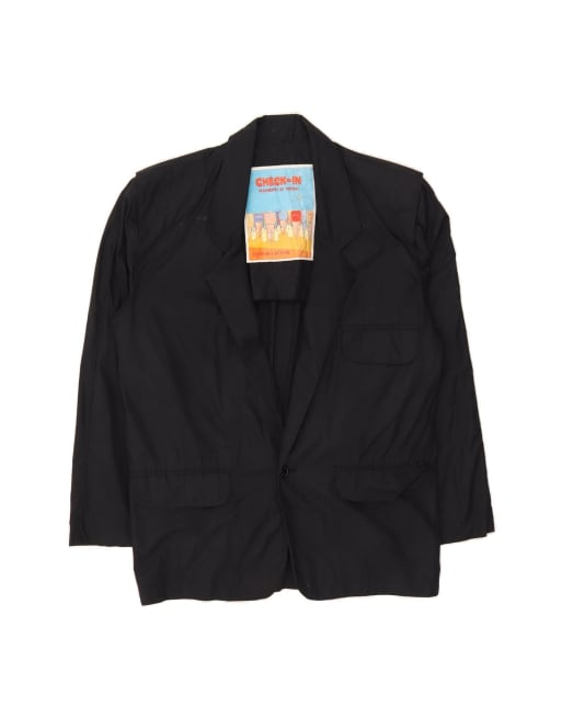 Vintage 1 Button Blazer Jacket UK 38 Medium In Black
