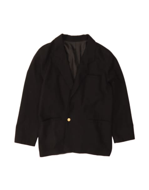 Vintage 1 Button Blazer Jacket UK 40 Large In Black Wool - view 1