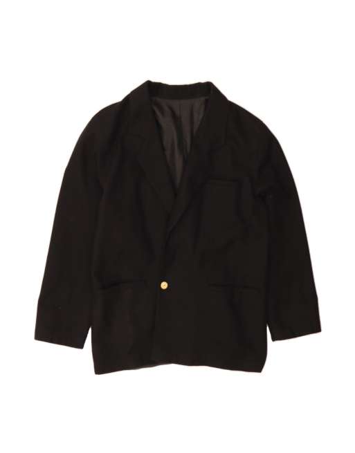 Vintage 1 Button Blazer Jacket UK 40 Large In Black Wool