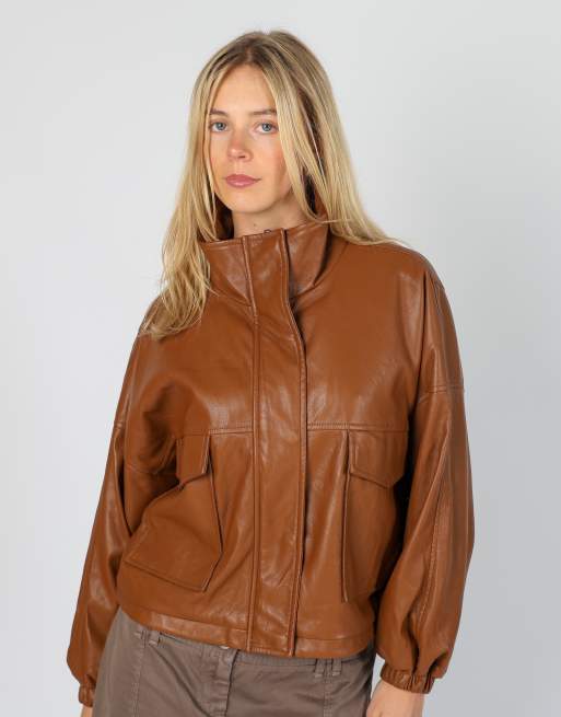 Vintage 17 & co M leather jacket in tan