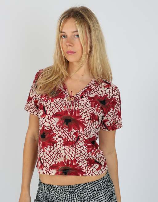 Vintage 17 & co S blouse in burgundy red, 3 of 4