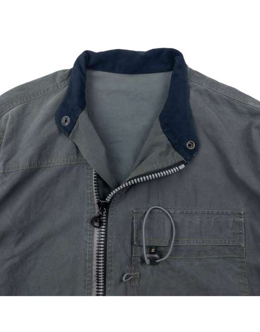 Vintage 1999 Maharishi asymmetric zip up jacket size m in grey | ASOS