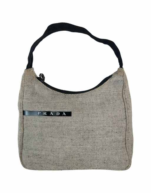 Vintage 1999 Prada canvas shoulder bag in gre