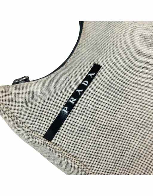 Vintage 1999 Prada canvas shoulder bag in gre, 3 of 4