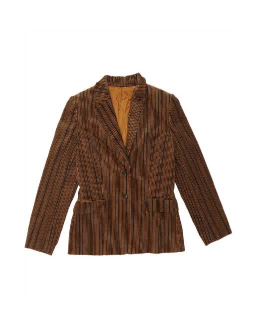 Vintage 2 Button Blazer Jacket EU 40 Medium In Brown Striped