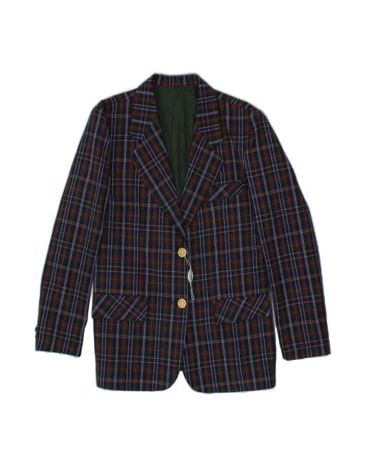 Vintage 2 Button Blazer Jacket It 44 Medium In Blue Check