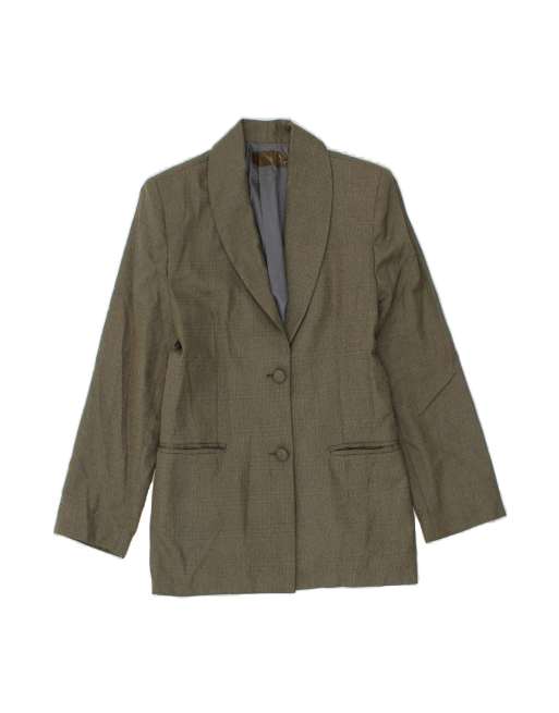Vintage 2 Button Blazer Jacket It 44 Medium In Grey Check Wool