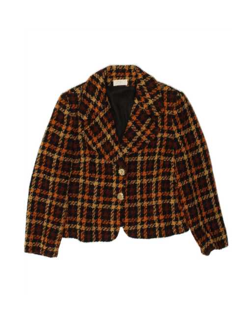 Vintage 2 Button Blazer Jacket It 46 Large In Brown Check