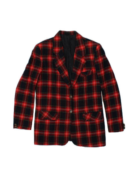 Vintage 2 Button Blazer Jacket It 46 Large In Red Check - view 1