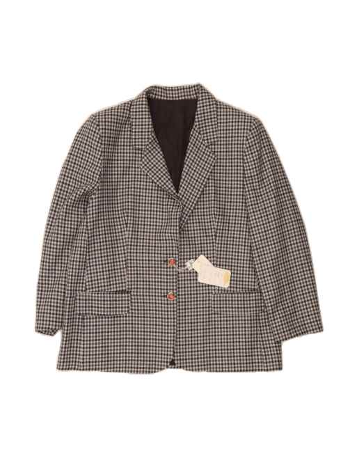 Vintage 2 Button Blazer Jacket It 49 XL In Grey Houndstooth