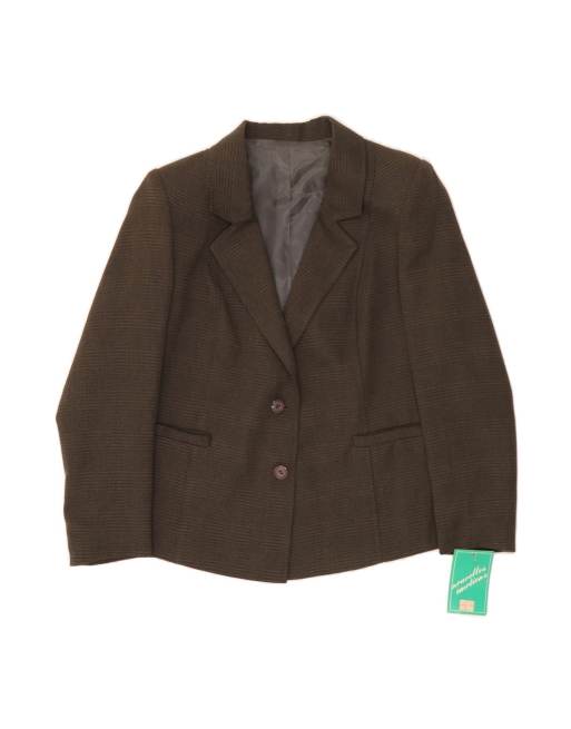 Vintage 2 Button Blazer Jacket It 49 XL In Khaki Check