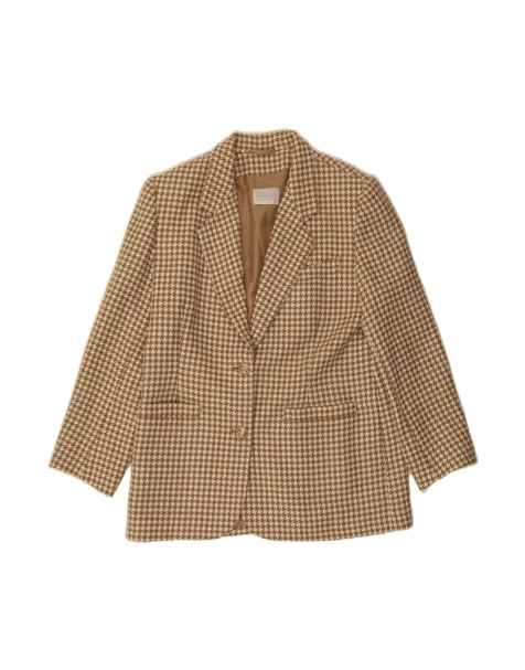 Vintage 2 Button Blazer Jacket It 50 XL In Beige Houndstooth Wool - view 1