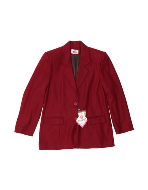 Vintage 2 Button Blazer Jacket It 52 2XL In Red Wool