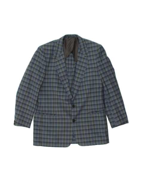 Vintage 2 Button Blazer Jacket It 52 XL In Blue Check - view 1