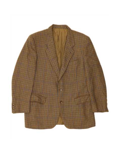 Vintage 2 Button Blazer Jacket It 54 2XL In Khaki Houndstooth Wool - view 1