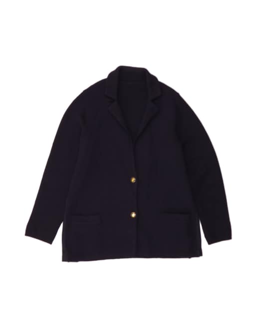 Vintage 2 Button Blazer Jacket UK 12 Medium In Blue