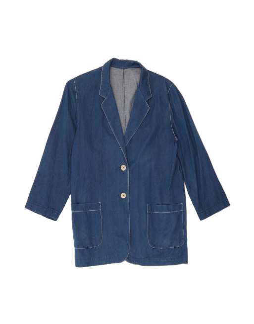 Vintage 2 Button Blazer Jacket UK 14 Large In Blue