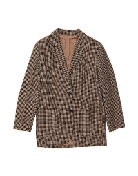 Vintage 2 Button Blazer Jacket UK 14 Large In Brown Check - view 1