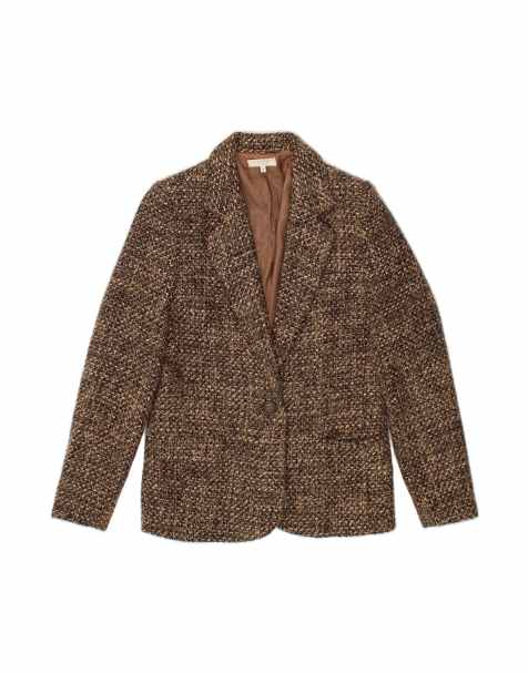 Vintage 2 Button Blazer Jacket UK 14 Medium In Brown Flecked - view 1