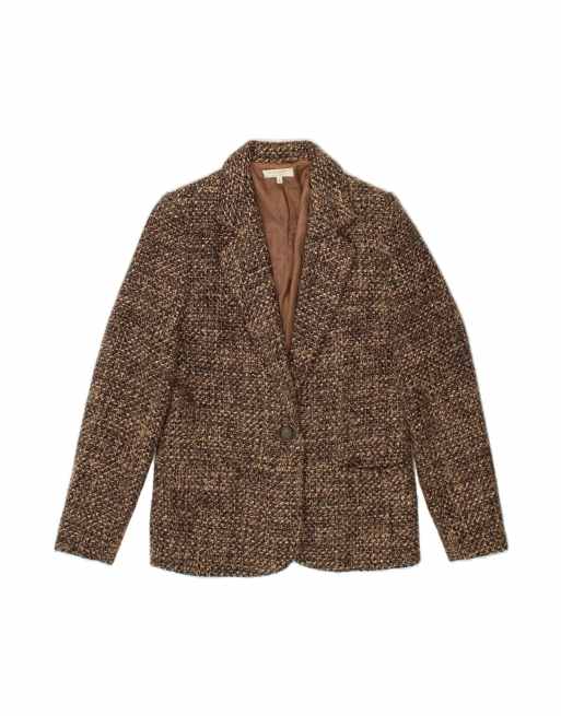 Vintage 2 Button Blazer Jacket UK 14 Medium In Brown Flecked