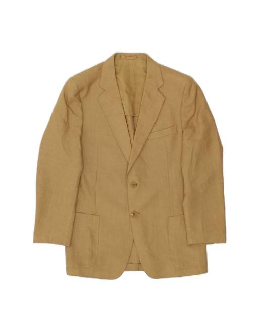 Vintage 2 Button Blazer Jacket UK 36 Small In Beige