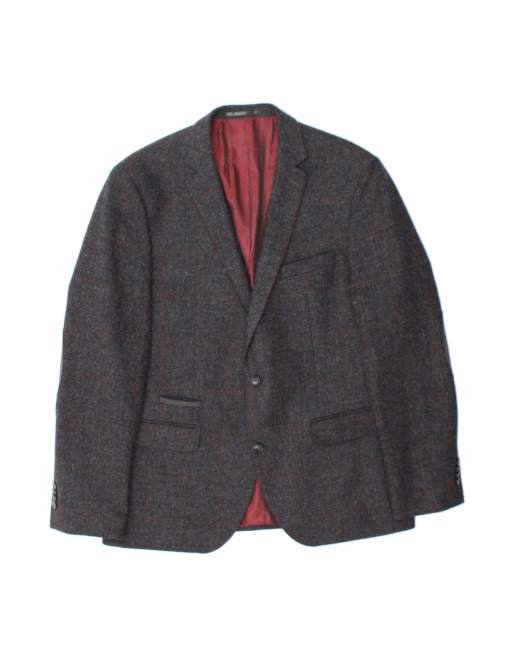 Vintage 2 Button Blazer Jacket UK 38 Medium In Grey Check