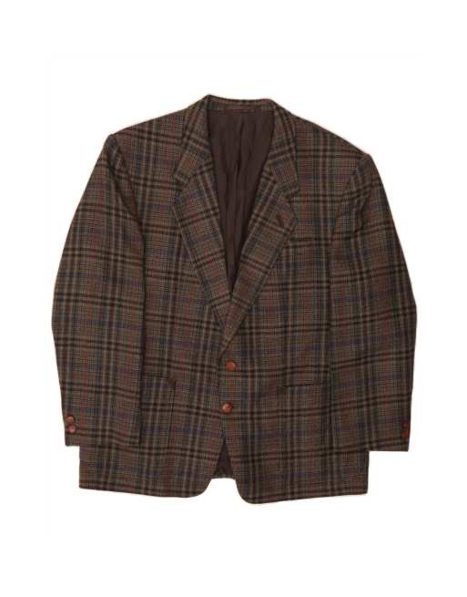 Vintage 2 Button Blazer Jacket UK 40 Large In Brown Plaid