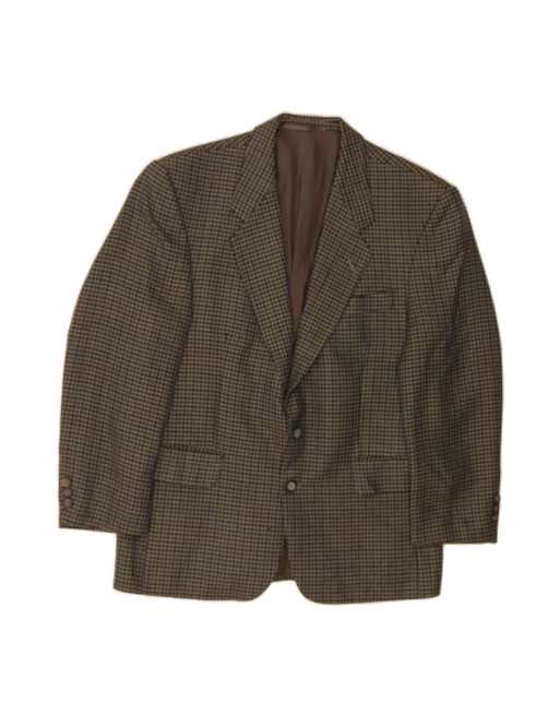 Vintage 2 Button Blazer Jacket UK 40 Large In Green Houndstooth