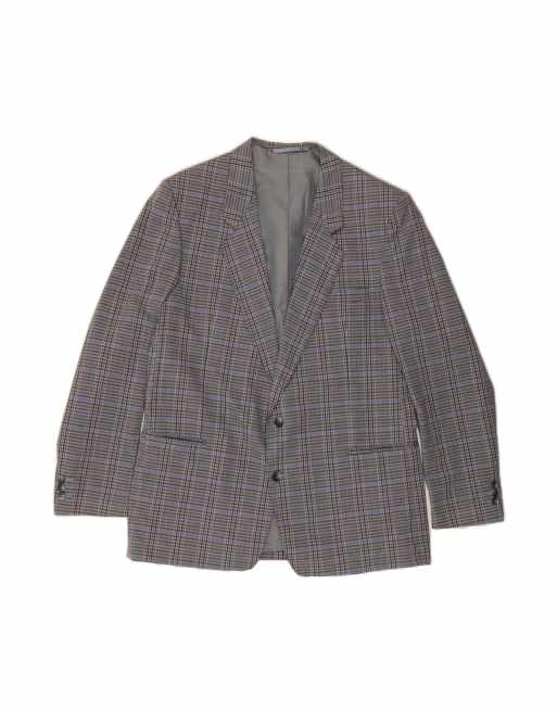 Vintage 2 Button Blazer Jacket UK 40 Large In Grey Check