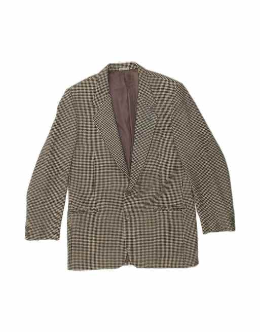 Vintage 2 Button Blazer Jacket UK 40 Large In Grey Houndstooth