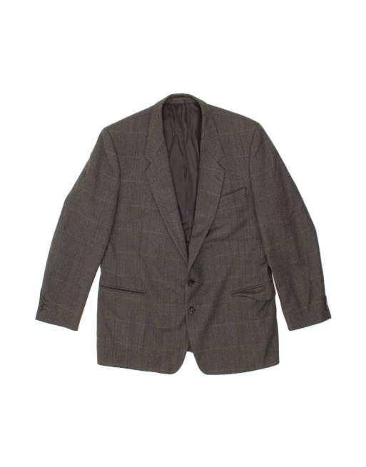Vintage 2 Button Blazer Jacket UK 42 XL In Grey Herringbone