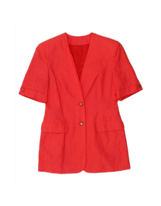 Vintage 2 Button Short Sleeve Blazer Jacket UK 12 Medium In Red
