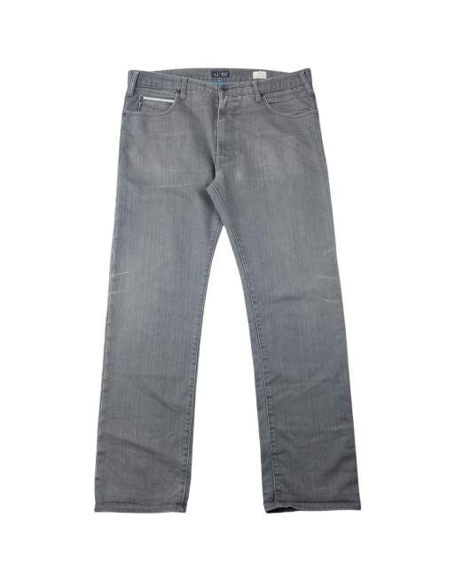 パンツ 2000s ARMANIJEANS gray coated wide denim Vintage 2000s Armani Jeans Comfort Denim Jeans Size W38 in Grey | ASOS
