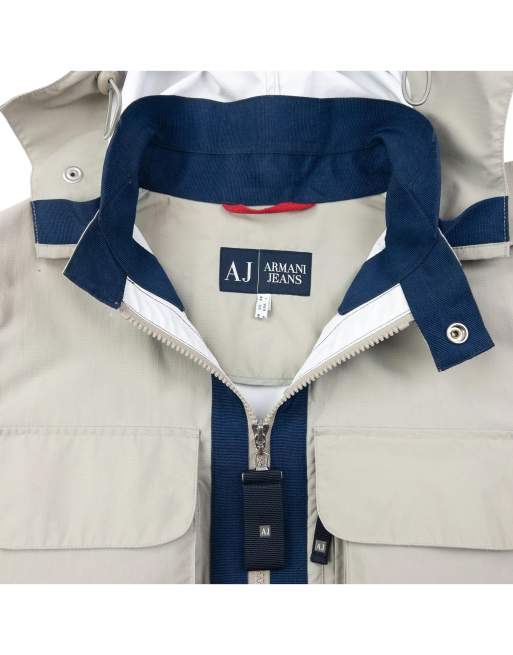 Vintage 2000s Armani Jeans zip off sleeve jacket size m in grey | ASOS
