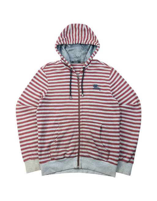 Vintage 2000s Burberry Black Label Striped Zip Up Hoodie Size M