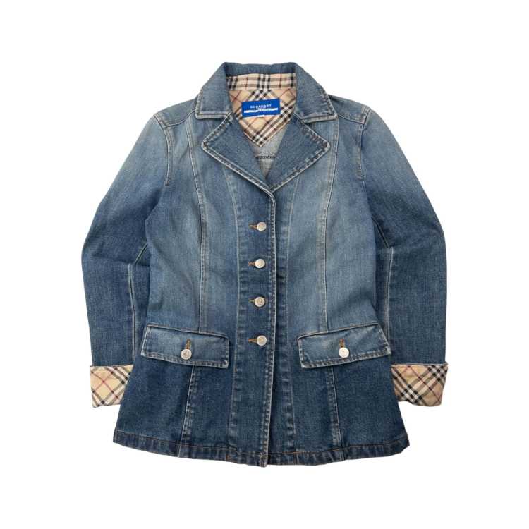 トップス Y2K archive 00s Burberry Blue label Vintage 2000s Burberry Blue Label Nova Check Cuff Denim Jacket