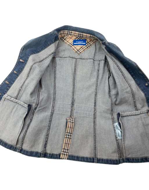 Vintage 2000s Burberry Blue Label Nova Check Cuff Denim Jacket
