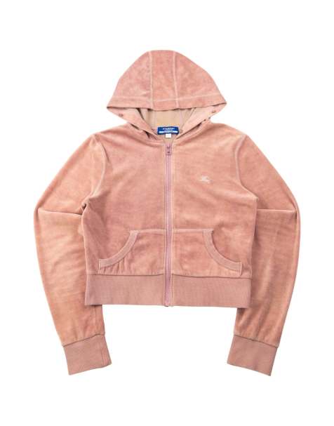 Vintage 2000s Burberry Blue Label Velour Zip Up Hoodie Size S - view 1