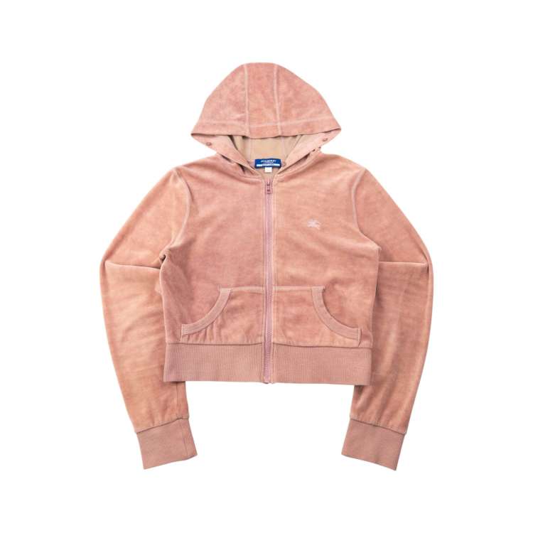 Vintage 2000s Burberry Blue Label Velour Zip Up Hoodie Size S | ASOS