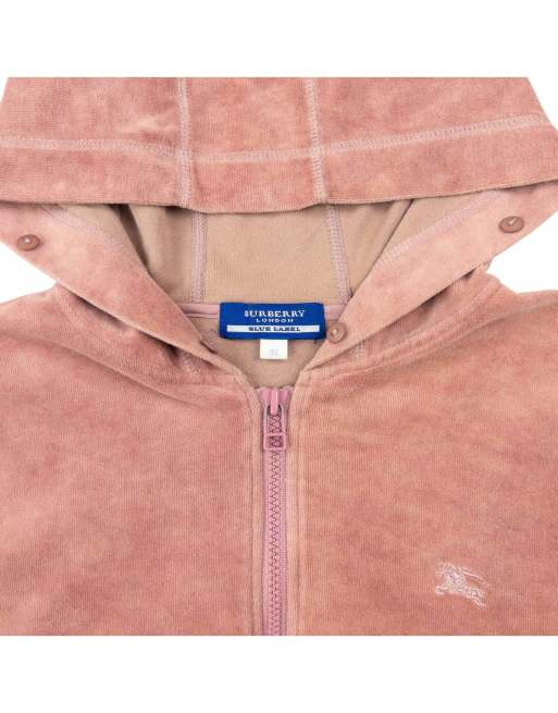 Vintage 2000s Burberry Blue Label Velour Zip Up Hoodie Size S | ASOS