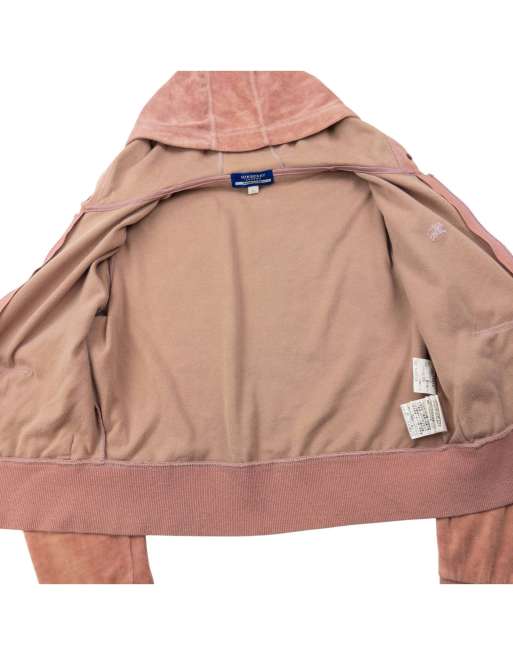 Vintage 2000s Burberry Blue Label Velour Zip Up Hoodie Size S | ASOS