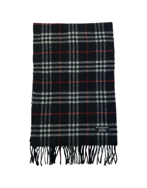 Vintage 2000s Burberry Nova Check Lambswool Tassel Scarf