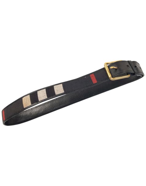 Vintage 2000s Burberry Nova Check Leather Belt Size XL - view 1